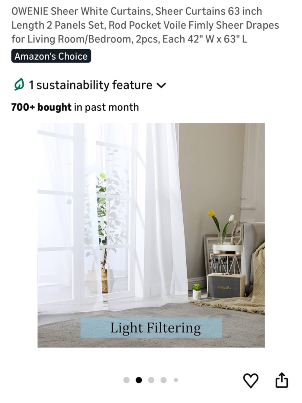 Sheer White Voile Curtains - Light Filtering Sheer Drapes